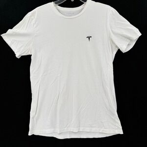 Tesla‎ T-Shirt Mens Medium White Logo Graphic Short Sleeve Cotton Tee